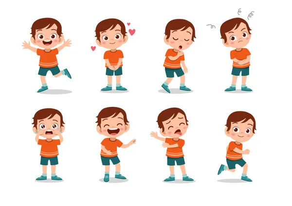 Kid child expression vector illustration set bundle — Stock Vector