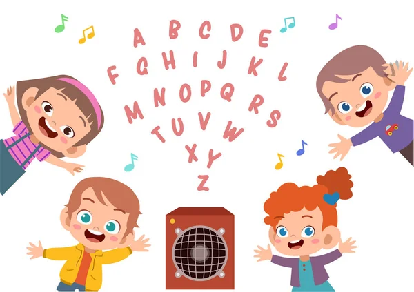 Mignon enfant alphabet vecteur ensemble — Image vectorielle