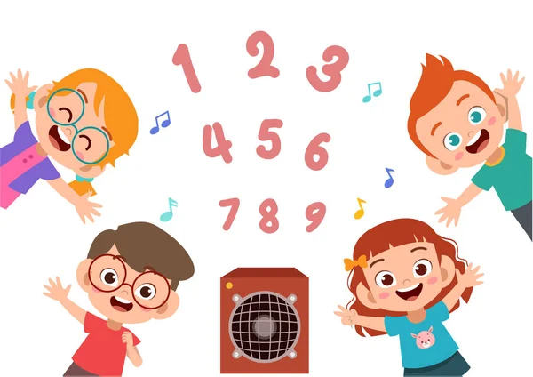 Niños de dibujos animados con 123 números — Vector de stock