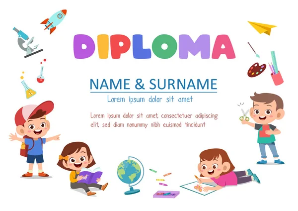 Okul öncesi çocuklar Diploma vektör çizim