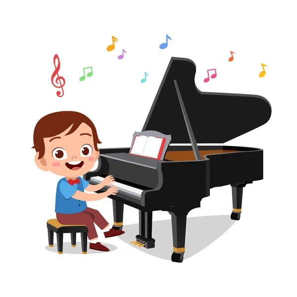 Illustration av en pojke och en flicka som spelar piano — Stock vektor