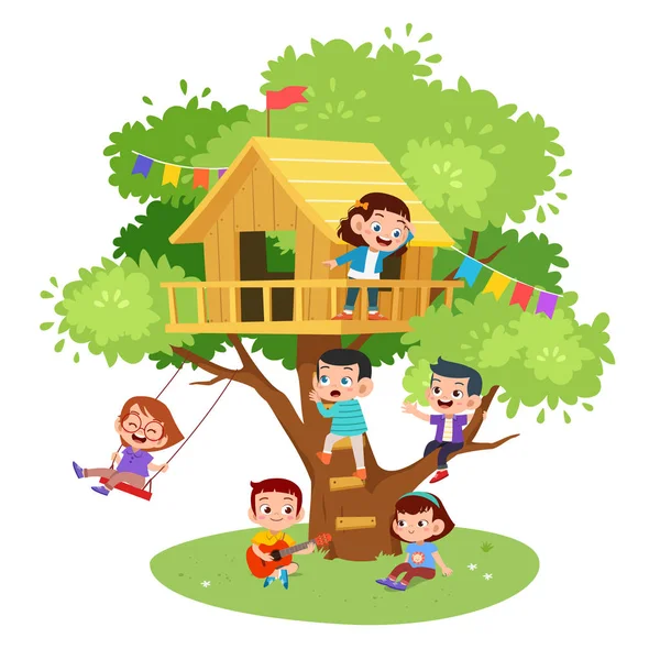 Dom drzewo dzieci ilustracja wektor — Wektor stockowy