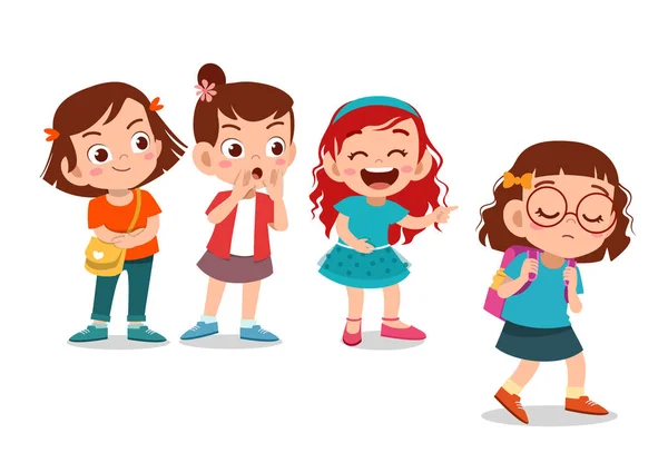 Niños intimidación en la escuela vector ilustración — Vector de stock