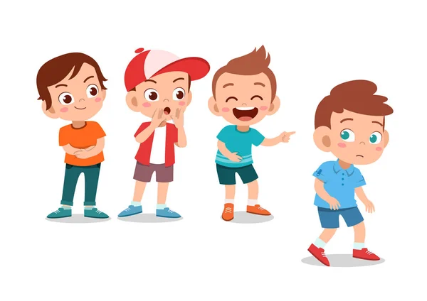 Niños intimidación en la escuela vector ilustración — Vector de stock