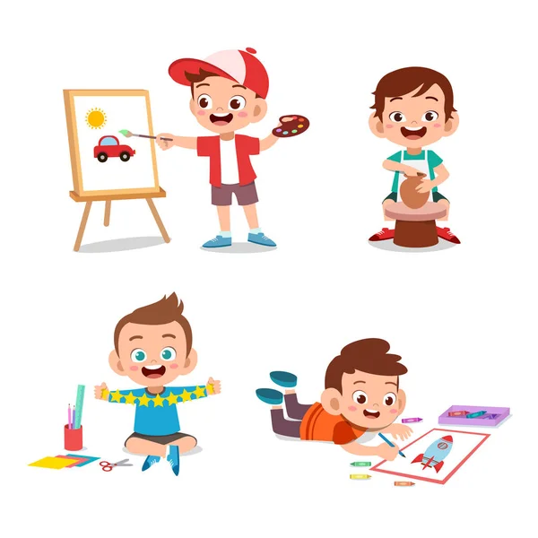 Niños hobby arte vector ilustración — Vector de stock