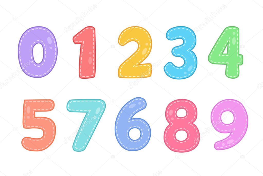 Cute funny numbers vector illustration set