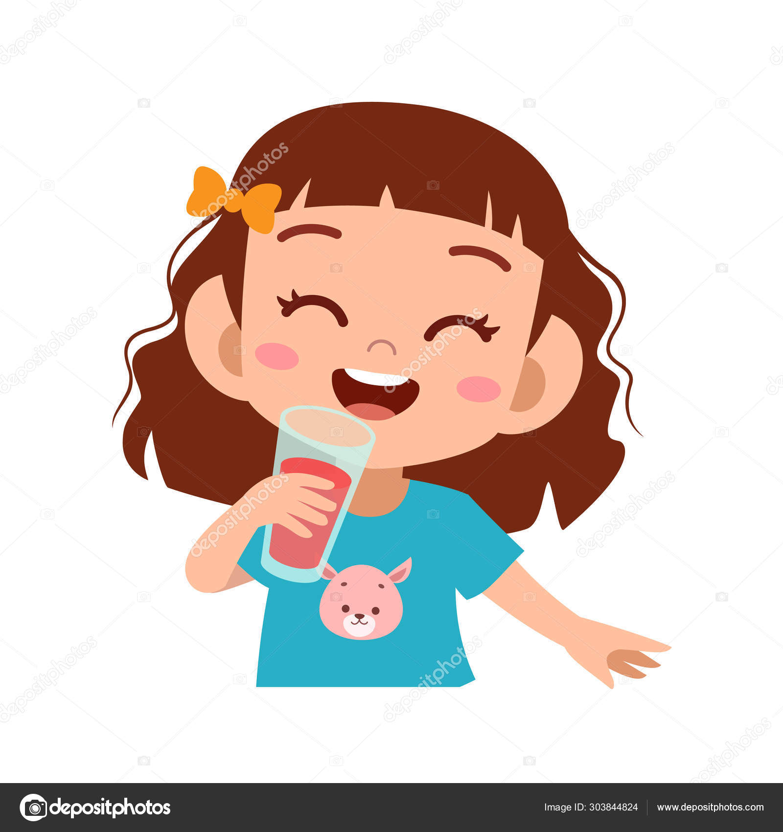 Happy kid drink juice vector illustration Stock Vector by ...