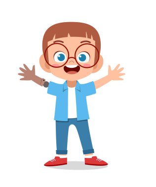 protez kol vektörü ile mutlu çocuk