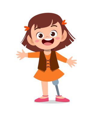 protez bacak vektörü ile mutlu çocuk