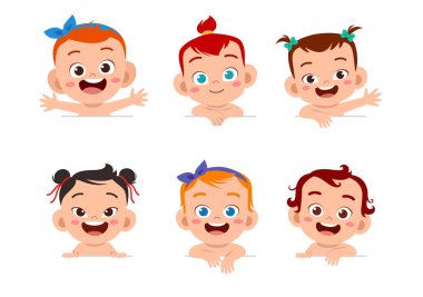 mutlu sevimli bebek seti paket vektör