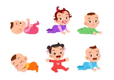 mutlu sevimli bebek seti paket vektör