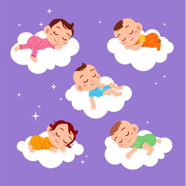 baby sleep on cloud vector illustration clipart