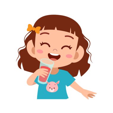 mutlu çocuk içecek suyu vektör illüstrasyon