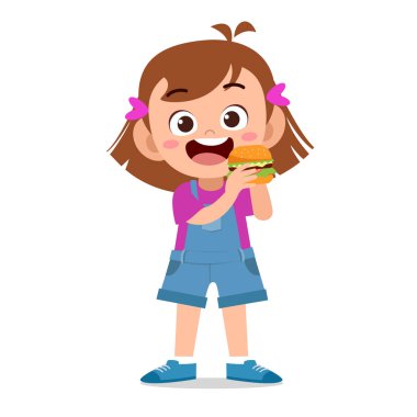mutlu çocuk vektör illüstrasyon yemek
