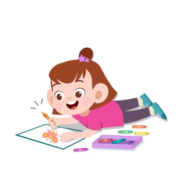 mutlu çocuk çizim çizim vektör illüstrasyon