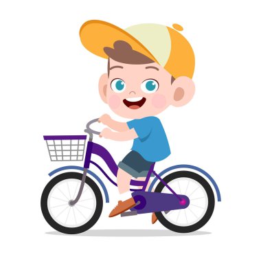 mutlu çocuk spor bisiklet vektör illüstrasyon