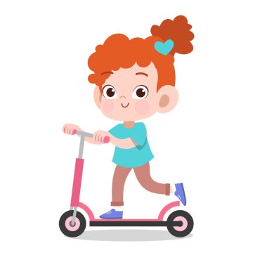 mutlu çocuk spor scooter vektör illüstrasyon