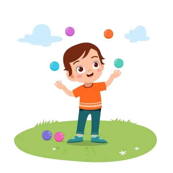 Çocuk renkli Juggling illüstrasyon oynuyor — Stok Vektör