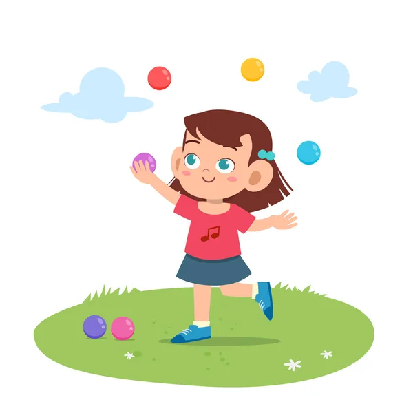 Малюк грає барвисту ілюстрацію жонглювання — стоковий вектор