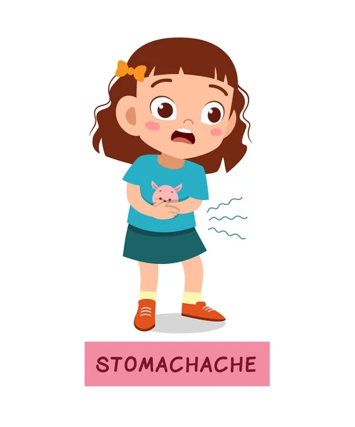Παιδί κορίτσι έχει στομάχι διάνυσμα — Διανυσματικό Αρχείο