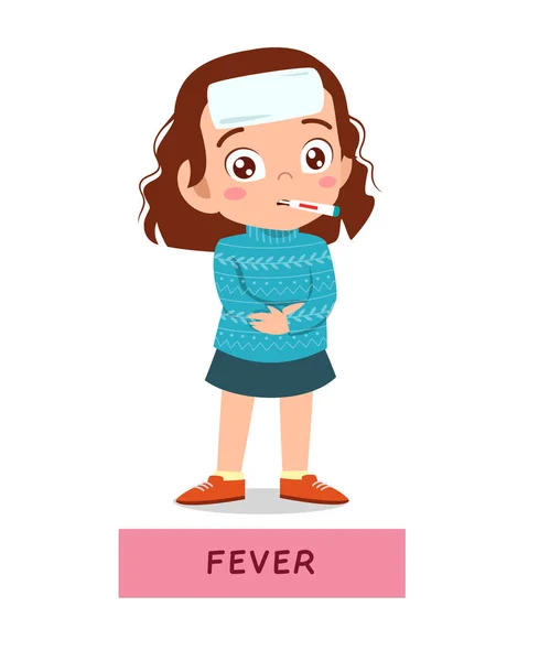 Παιδί κορίτσι που έχει πυρετό διάνυσμα — Διανυσματικό Αρχείο