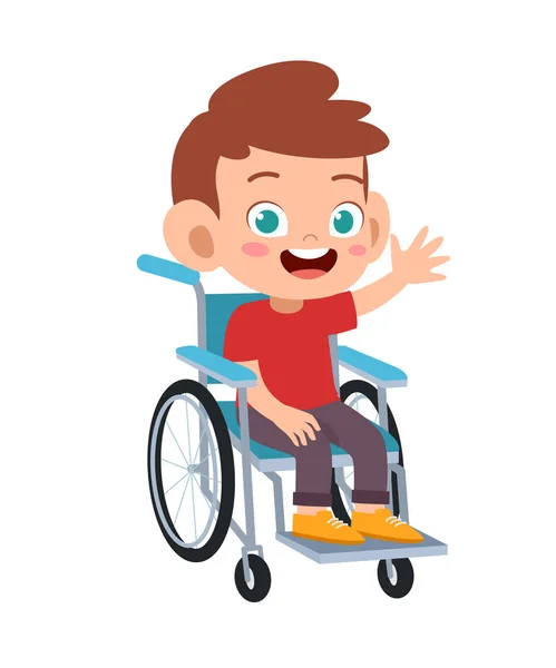 Niño discapacitado en silla de ruedas vector — Vector de stock