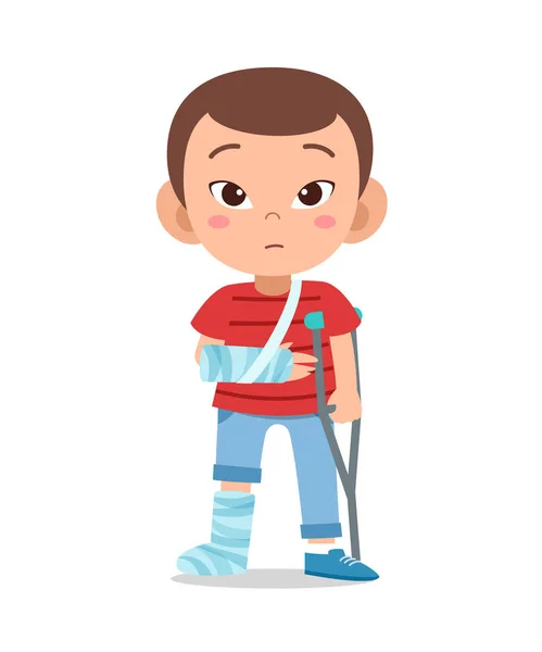 Enfant garçon avec fracture jambe vecteur — Image vectorielle