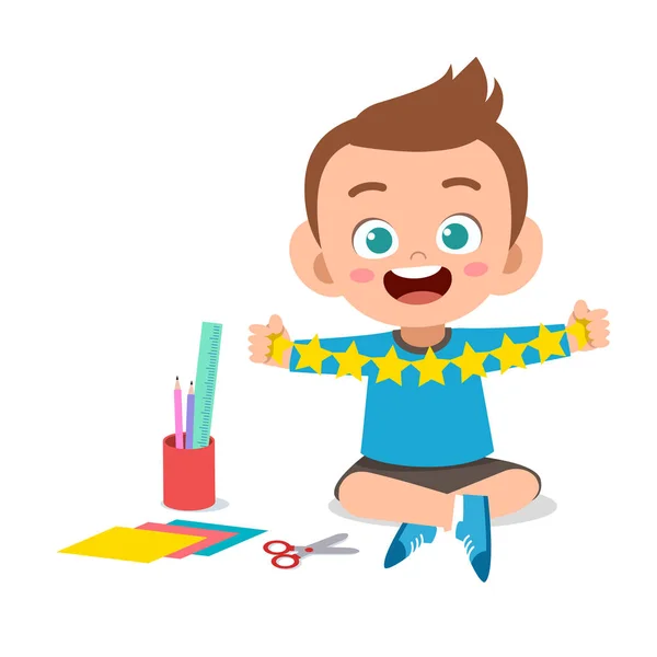 Enfant coupe papier artisanat vecteur — Image vectorielle