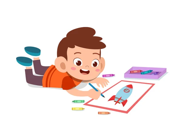 Criança desenho com vetor de lápis de cor —  Vetores de Stock
