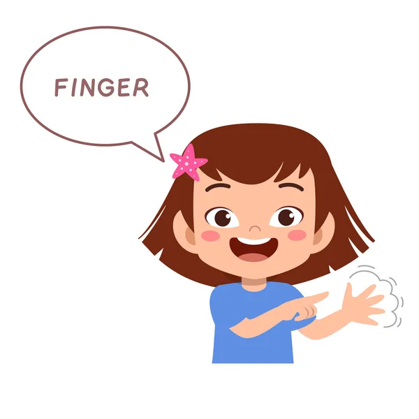 Kid pointing lichaam deel vector — Stockvector