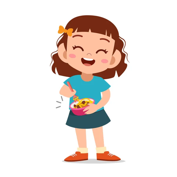 Happy kid eat vector illustration — Stock Vector