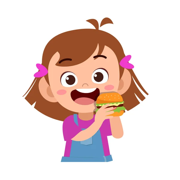 Happy kid eat vector illustration — Stock Vector