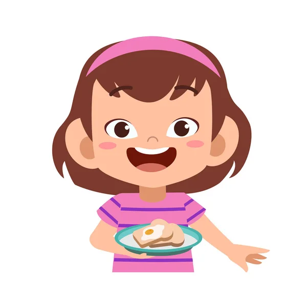 Mutlu çocuk vektör illüstrasyon yemek — Stok Vektör