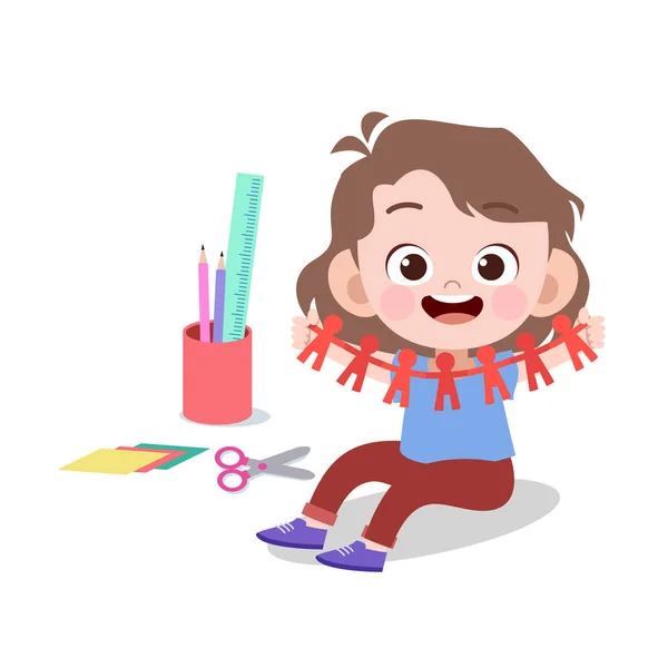 Dziecko ilustracja nacięcie papier szczęśliwy sztuka wektor — Wektor stockowy