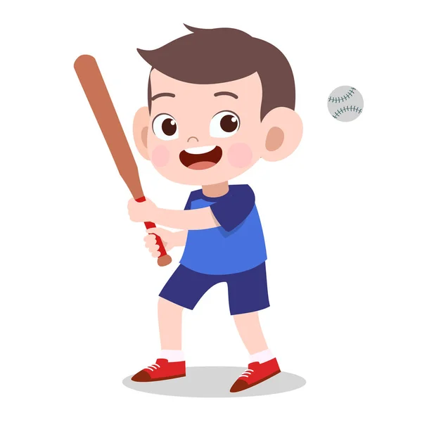 Criança feliz esporte baseball vetor ilustração —  Vetores de Stock