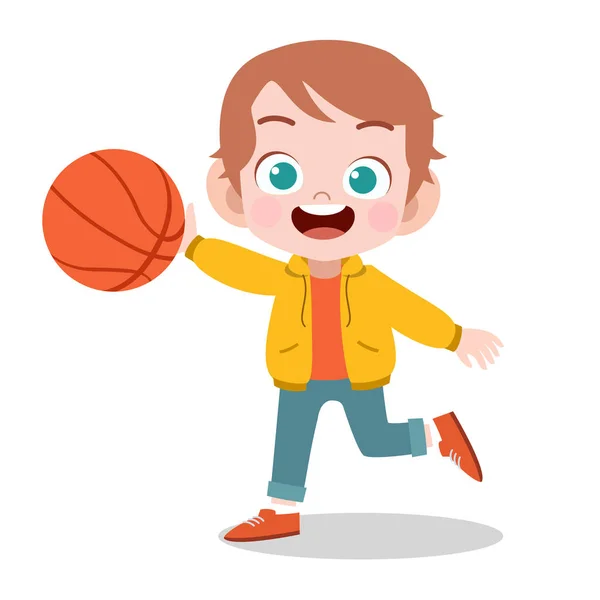 Dziecko ilustracja Koszykówka sport szczęśliwy wektor — Wektor stockowy