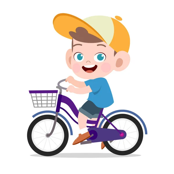 Felice bambino sport bicicletta vettore illustrazione — Vettoriale Stock