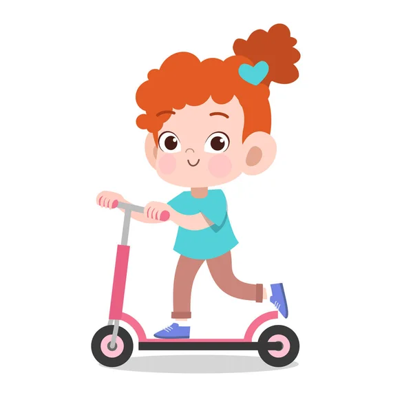 Glücklich Kind Sport Scooter Vektor Illustration — Stockvektor