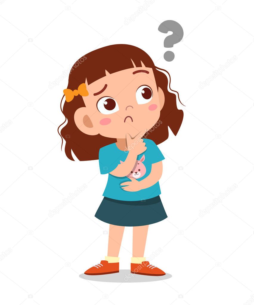 Kid with question mark curious vector — Stock Vector © colorfuelstudio