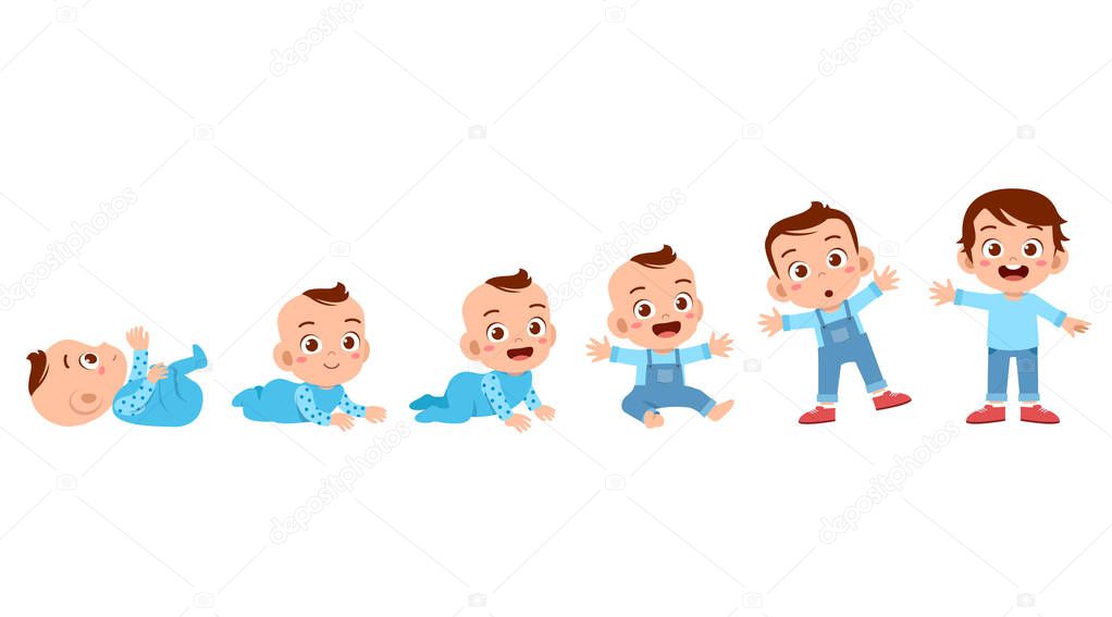 baby boy to toddler life cycle vector