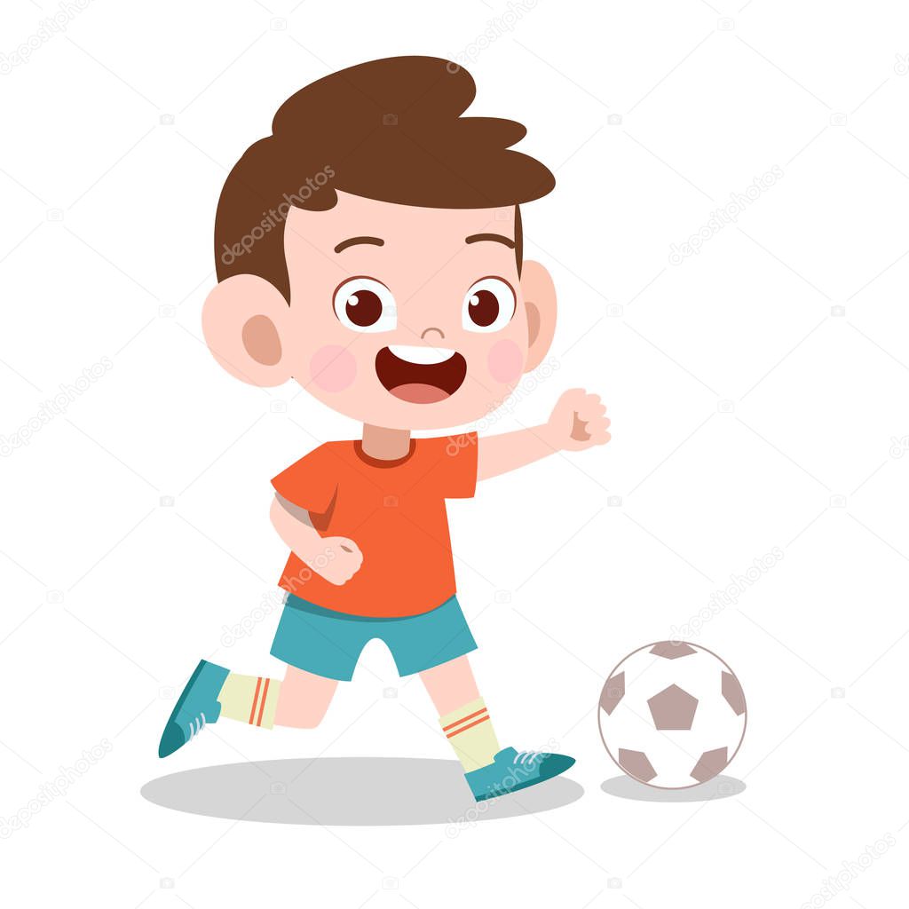 happy kid sport soccer vector illustration