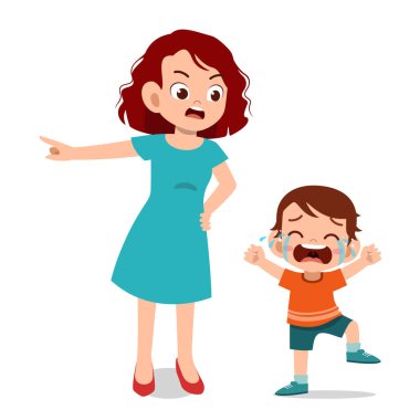 çocuk çocuk ağlama illüstrasyon ile ebeveyn