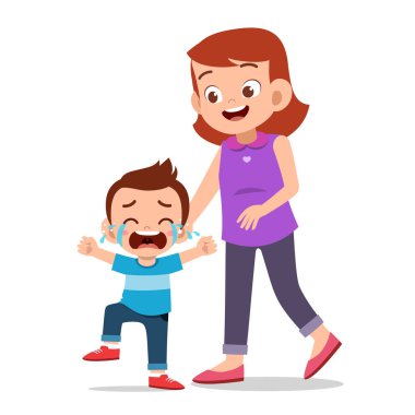 çocuk çocuk ağlama illüstrasyon ile ebeveyn
