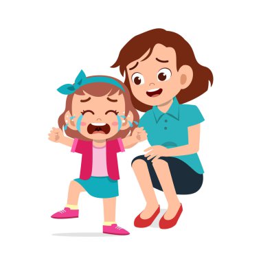 çocuk çocuk ağlama illüstrasyon ile ebeveyn