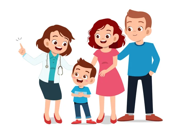 Kids with parent doctor examination — Stock Vector