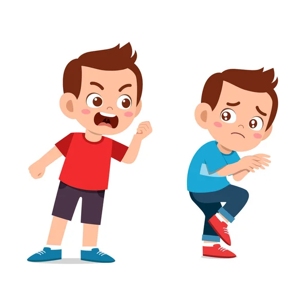 Çocuklar arkadaşı ile kavga tartışmak — Stok Vektör