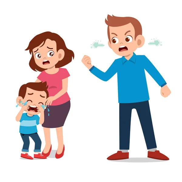 Діти плачуть з батьківською бійкою — стоковий вектор