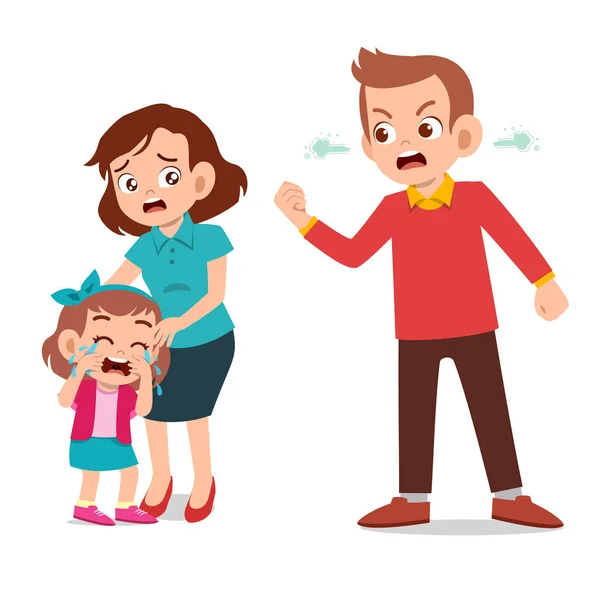 Les enfants pleurent avec les parents se battent — Image vectorielle