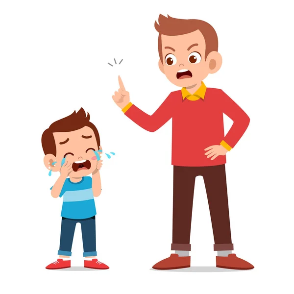 Padre con niño niño lloran ilustración — Vector de stock