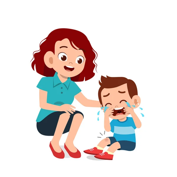 Pai com criança criança chorar ilustração — Vetor de Stock